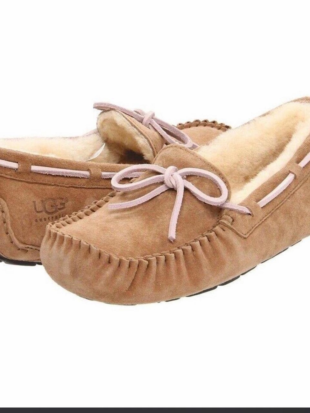 UGG Women's Chestnut/Tan Suede Shearling Moccasins